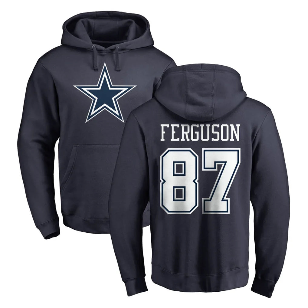 tocy D.Cowboys #87 Jake Ferguson Player Navy Pullover Hoodies Limited Stitched Jerseys