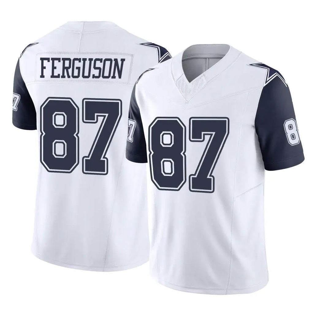 tocy D.Cowboys #87 Jake Ferguson Player White-Navy Limited Vapor F.U.S.E. Home Game Stitched Jerseys