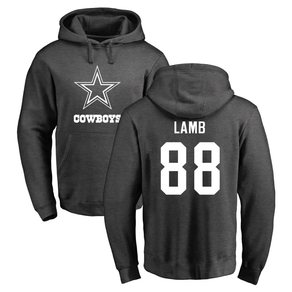 tocy D.Cowboys #88 CeeDee Lamb Player Ash One Color Pullover Hoodie Limited Stitched Jerseys