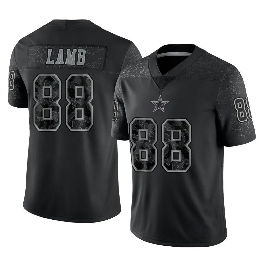tocy D.Cowboys #88 CeeDee Lamb Player Black Limited Reflective Home Game Stitched Jerseys