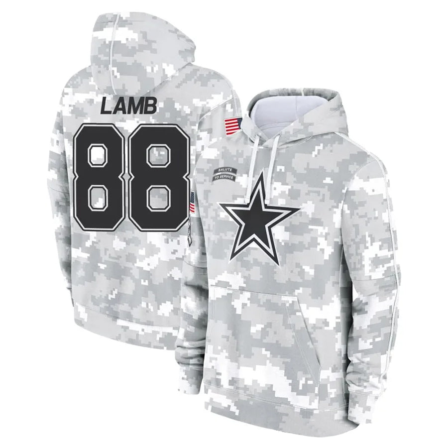tocy D.Cowboys #88 CeeDee Lamb Player Salute to Service Hoodies Game Stitched Jerseys