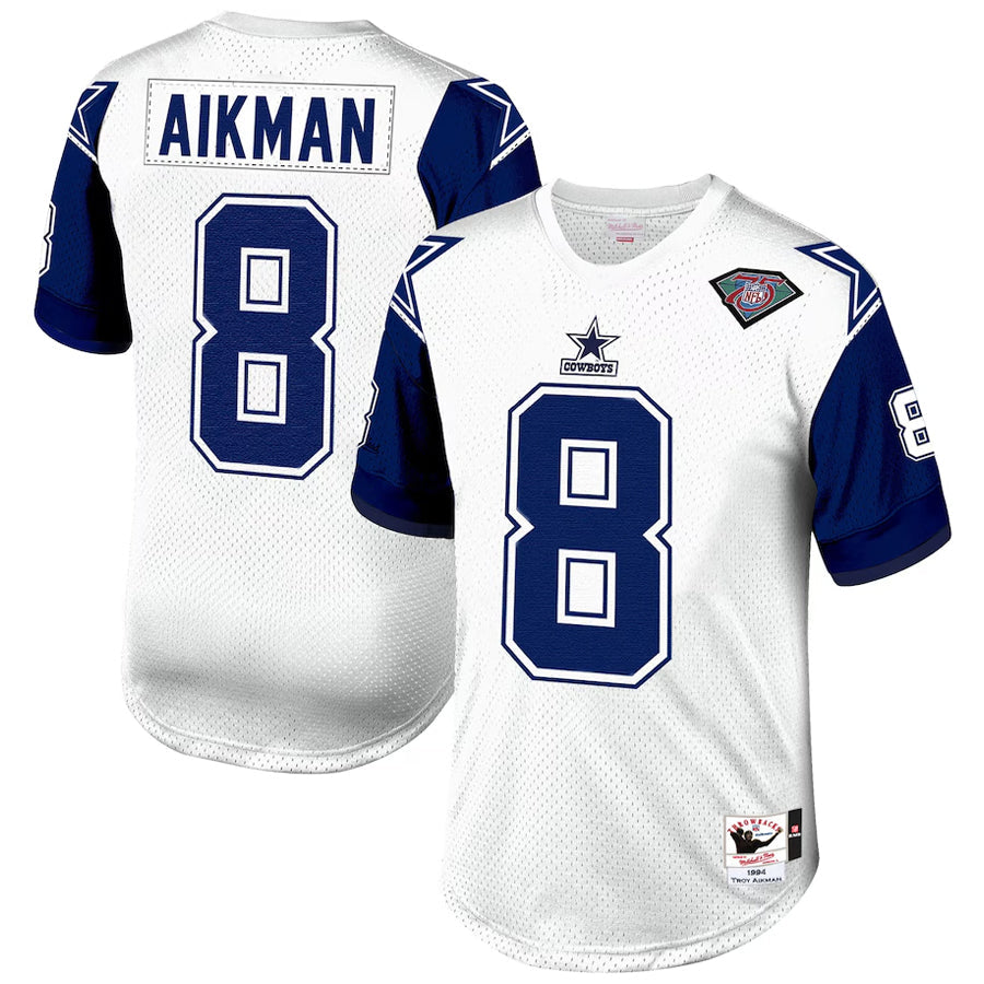 tocy D.Cowboys #8 Troy Aikman Player Mitchell & Ness White 1994 Authentic Throwback Retired Stitched Jerseys
