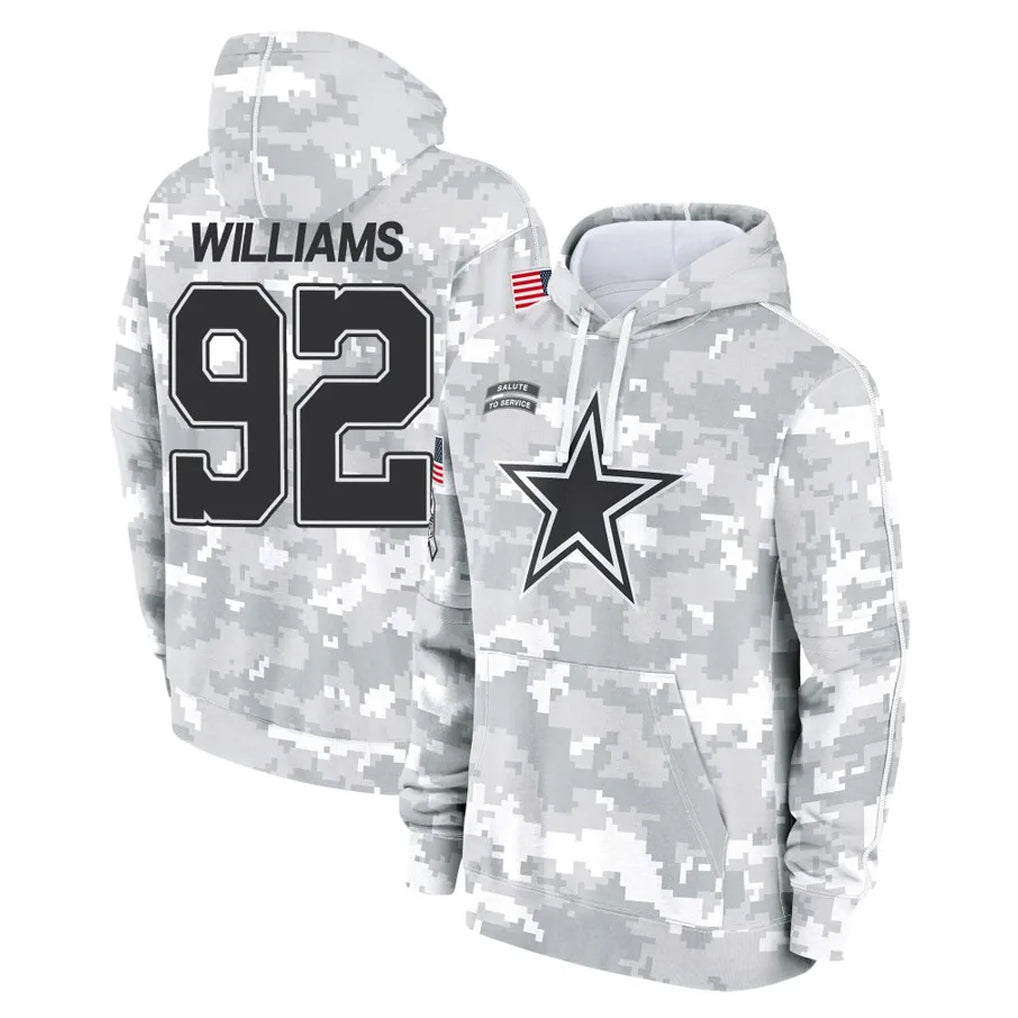 tocy D.Cowboys #92 Quinnen Williams Player Arctic Camo Salute to Service Hoodies Limited Game Stitched Jerseys