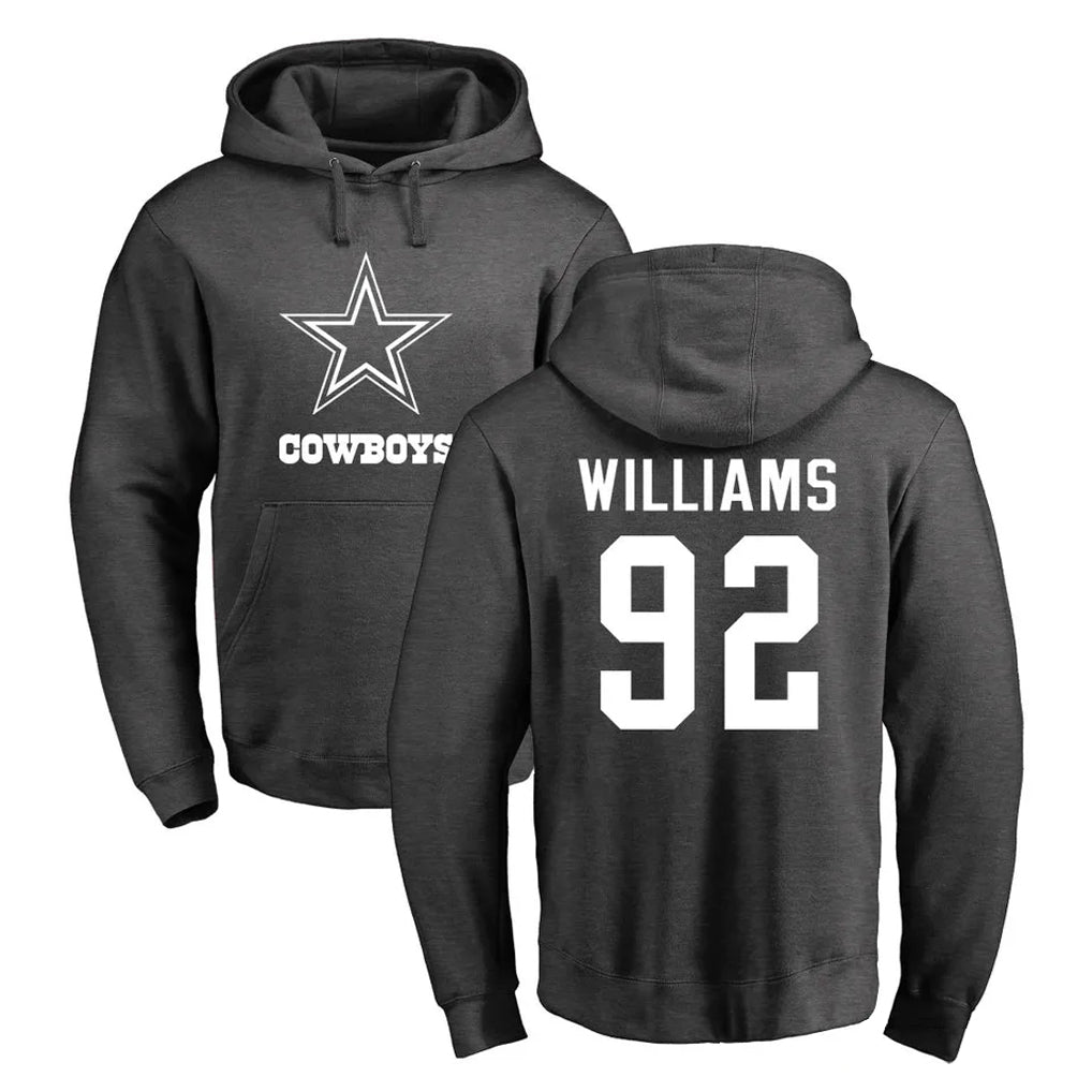 tocy D.Cowboys #92 Quinnen Williams Player Ash One Color Pullover Hoodie Limited Stitched Jerseys