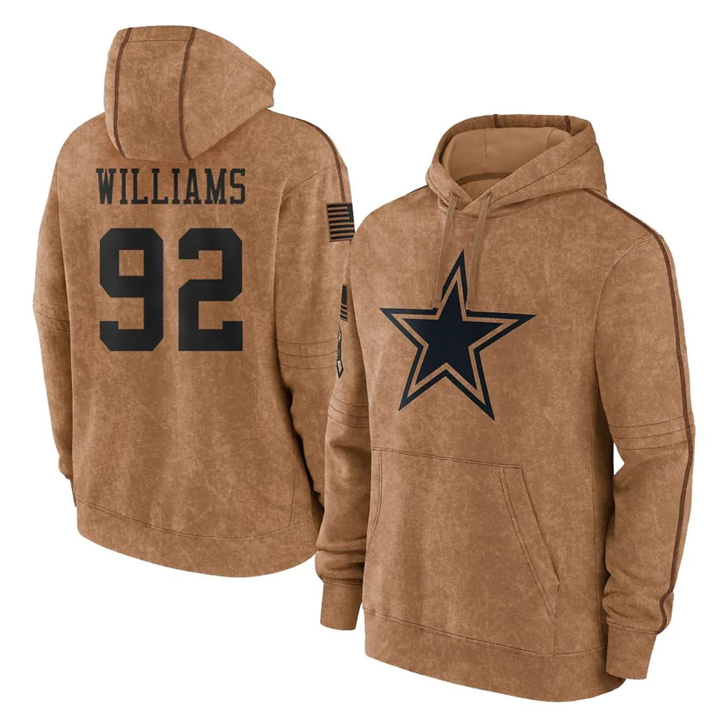 tocy D.Cowboys #92 Quinnen Williams Player Brown Salute to Service Hoodies Limited Game Stitched Jerseys