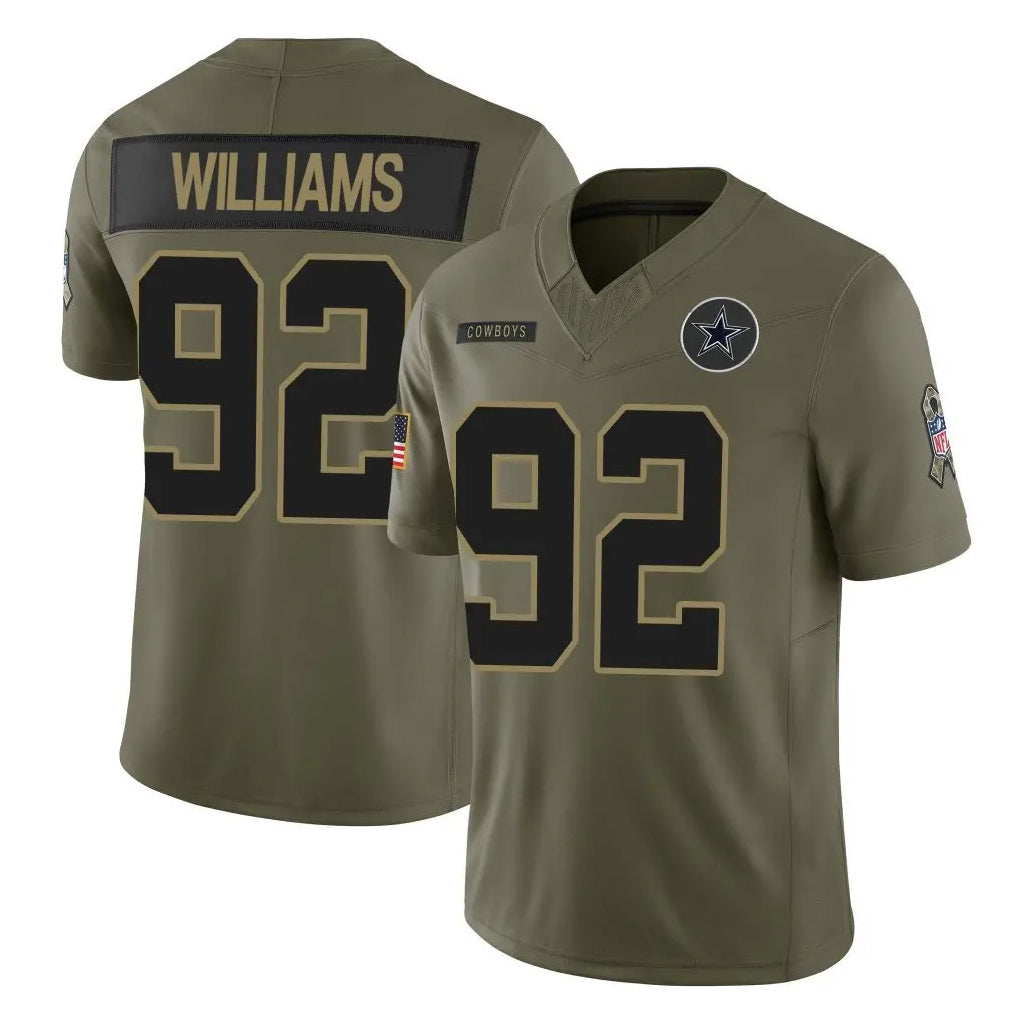 tocy D.Cowboys #92 Quinnen Williams Player Olive 2025 Salute to Service Limited Home Game Stitched Jerseys