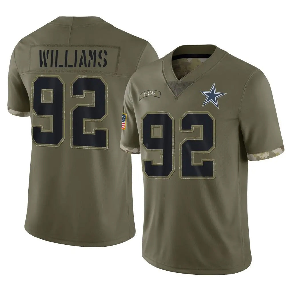tocy D.Cowboys #92 Quinnen Williams Player Olive Salute to Service Limited Game Stitched Jerseys