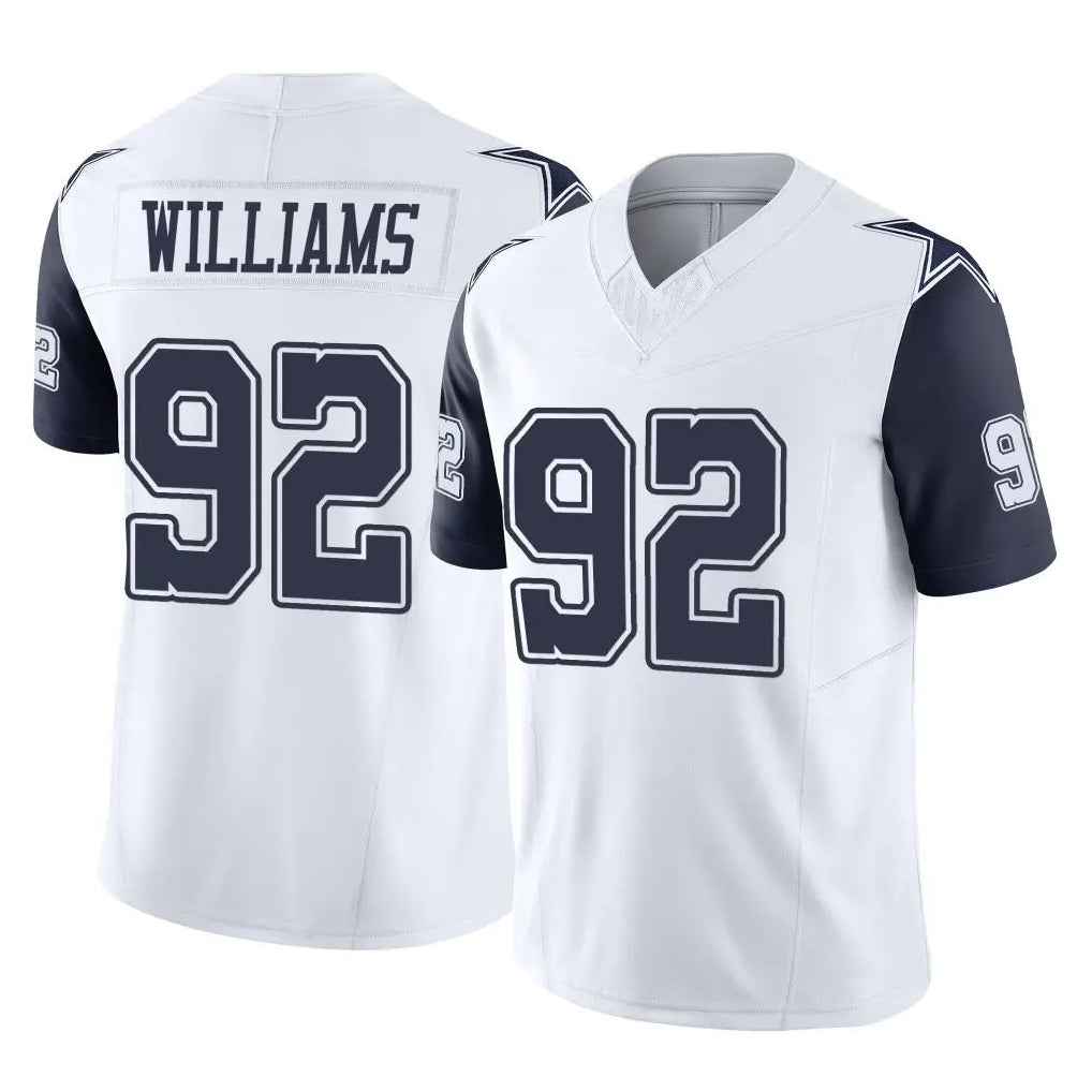 tocy D.Cowboys #92 Quinnen Williams Player White-Navy Limited Vapor F.U.S.E. Home Game Stitched Jerseys