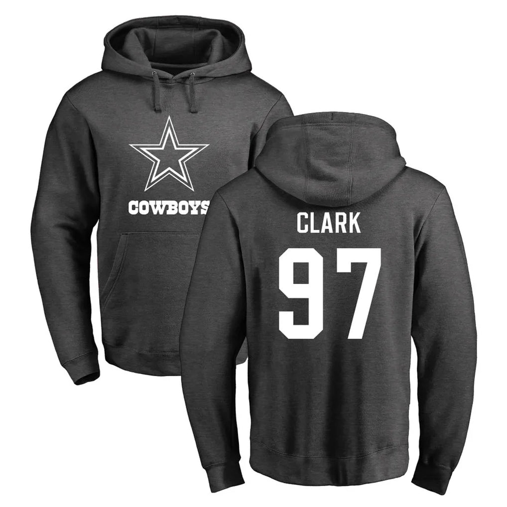 tocy D.Cowboys #97 Kenny Clark Player Ash One Color Pullover Hoodie Limited Stitched Jerseys