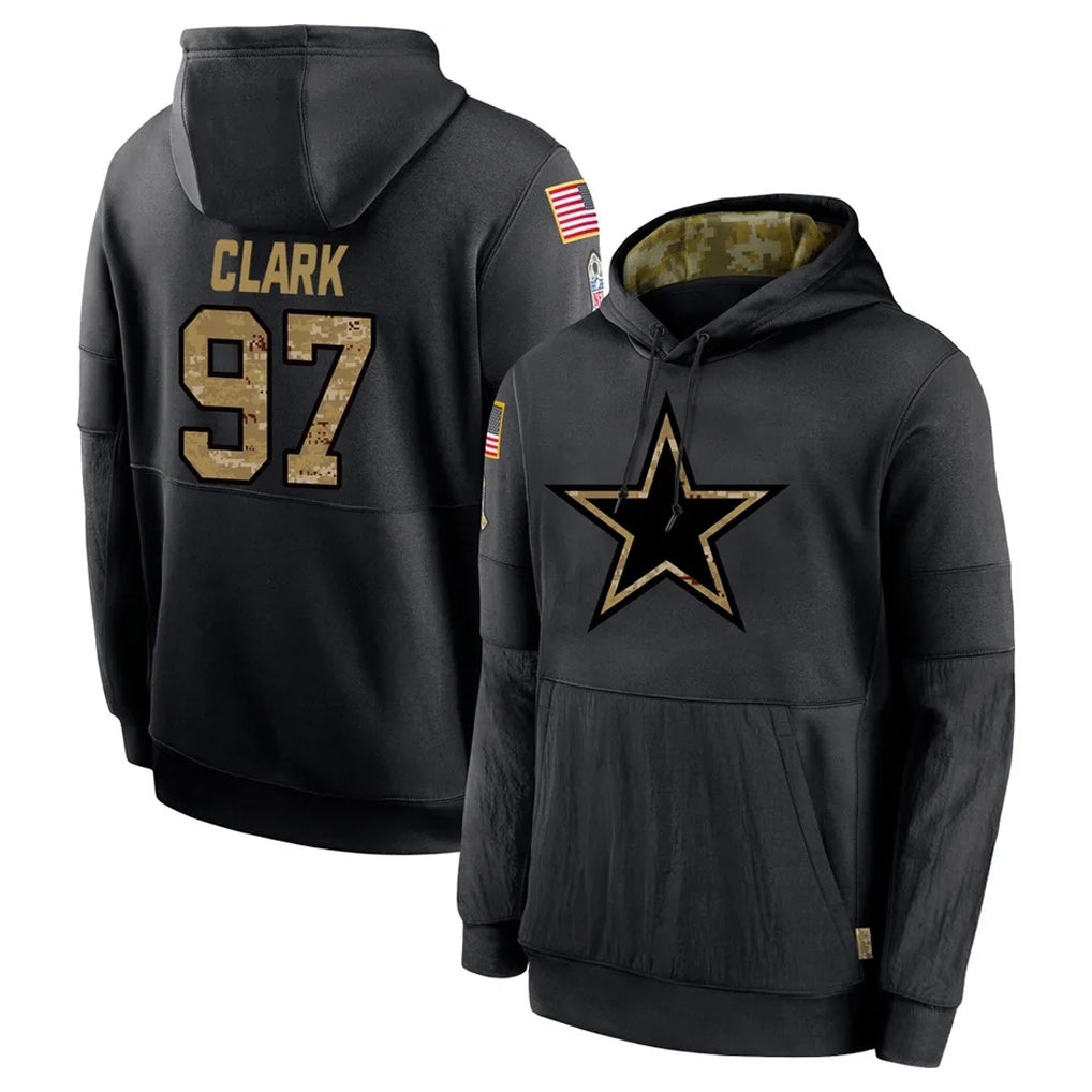 tocy D.Cowboys #97 Kenny Clark Player Black Salute to Service Pullover Hoodies Limited Stitched Jerseys