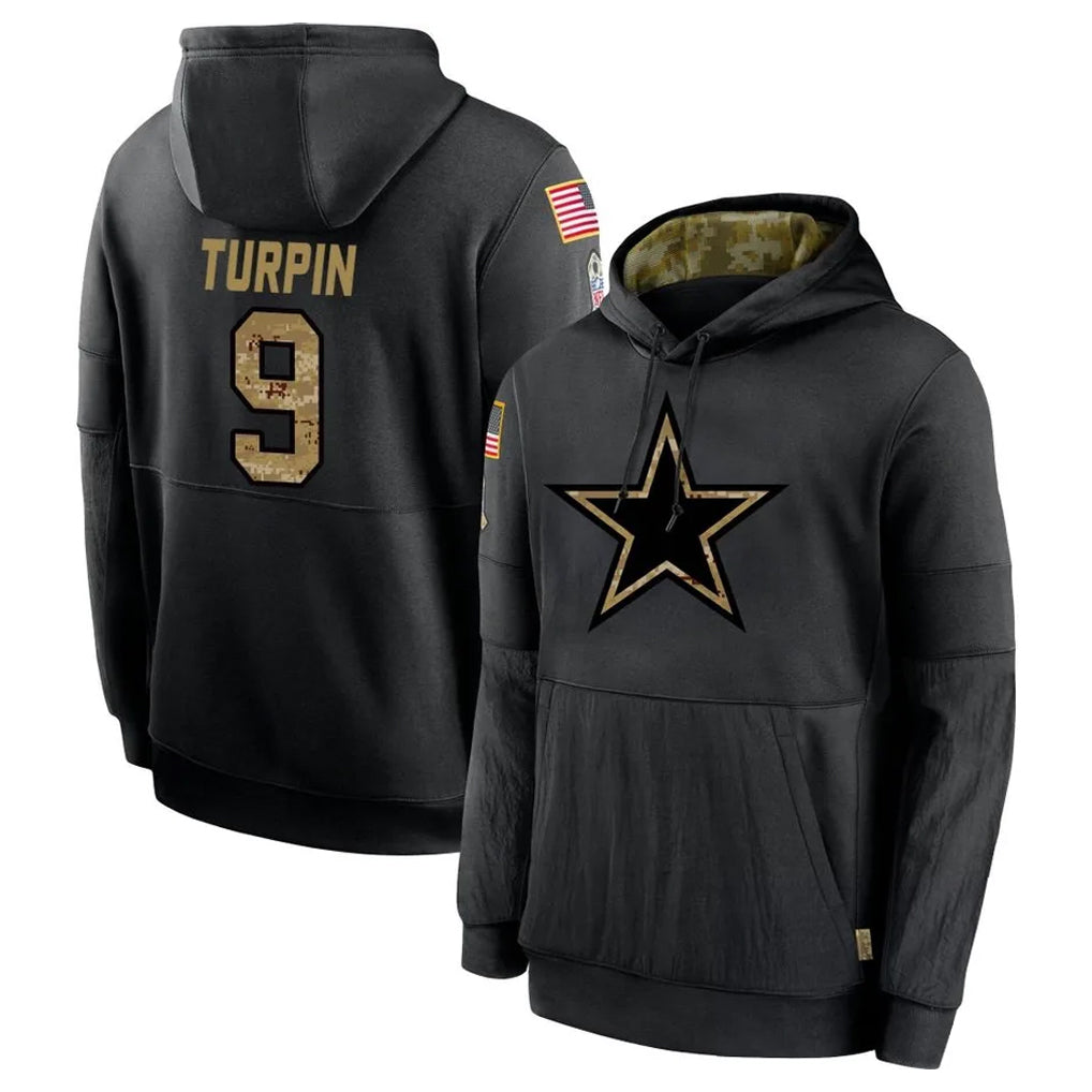 tocy D.Cowboys #9 KaVontae Turpin Player Black Salute to Service Pullover Hoodies Limited Stitched Jerseys