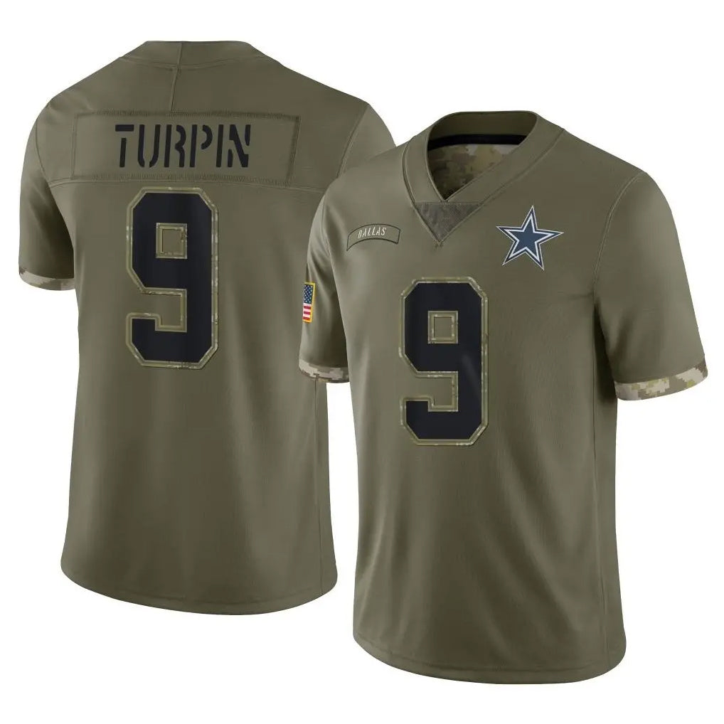 tocy D.Cowboys #9 KaVontae Turpin Player Olive Salute to Service Limited Game Stitched Jerseys