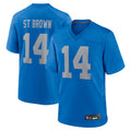 tocy D.Lions Alternate Game Stitched Jerseys Throwback - Blue - #14 Amon-Ra St. Brown Player