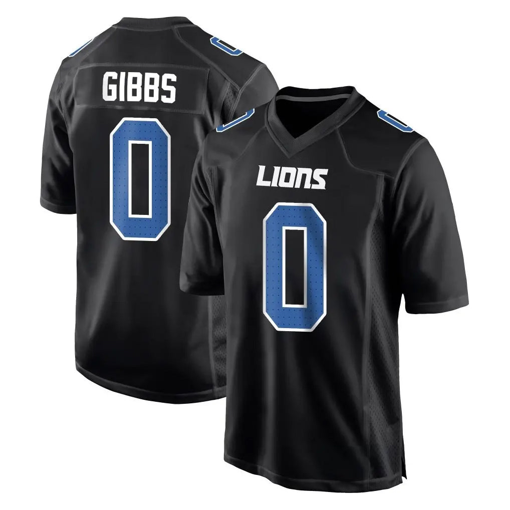 tocy D.Lions #0 Jahmyr Gibbs Player Black Fashion Home Game Stitched Jerseys