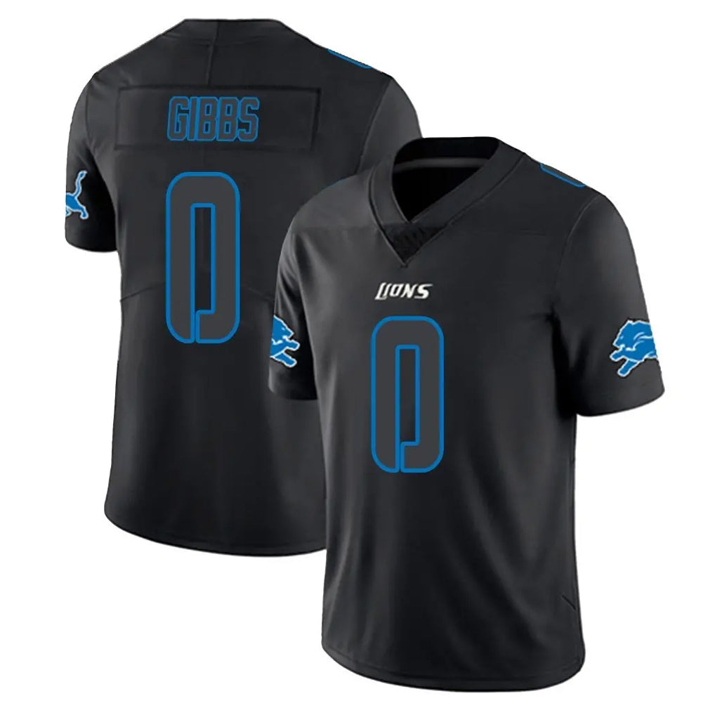 tocy D.Lions #0 Jahmyr Gibbs Player Black Impact Limited Home Game Stitched Jerseys