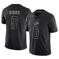 tocy D.Lions #0 Jahmyr Gibbs Player Black REFLECTIVE Limited Stitched Jerseys