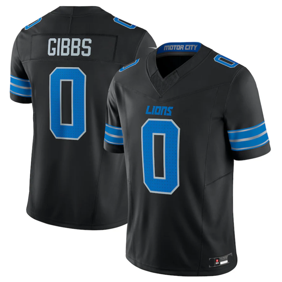 tocy D.Lions #0 Jahmyr Gibbs Player Black Vapor F.U.S.E. Limited Replica Stitched Jerseys
