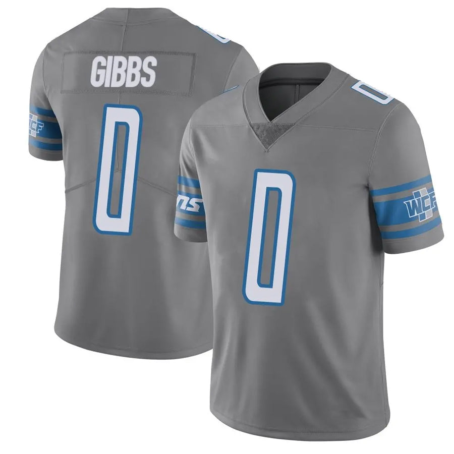 tocy D.Lions #0 Jahmyr Gibbs Player Gray Vapor F.U.S.E. Limited Stitched Jerseys