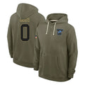 tocy D.Lions #0 Jahmyr Gibbs Player Olive Salute to Service Pullover Hoodies Limited Stitched Jerseys
