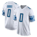 tocy D.Lions #0 Jahmyr Gibbs Player White Home Game Stitched Jerseys