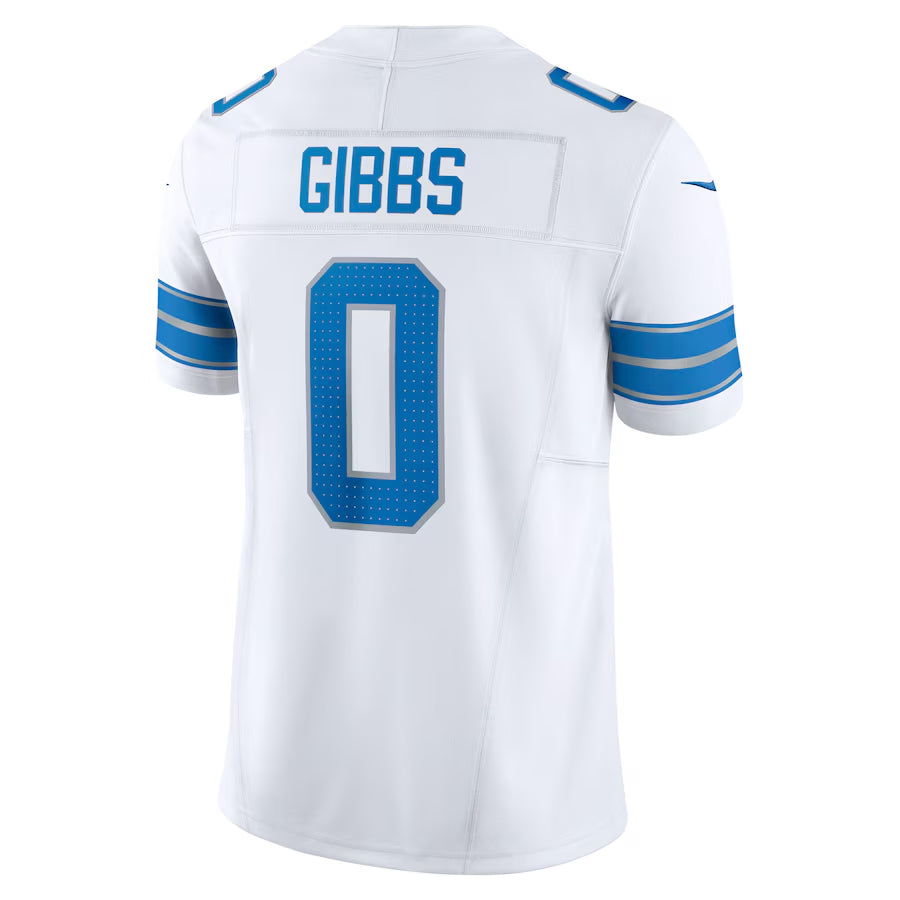 tocy D.Lions #0 Jahmyr Gibbs Player White Vapor F.U.S.E. Limited Game Stitched Jerseys