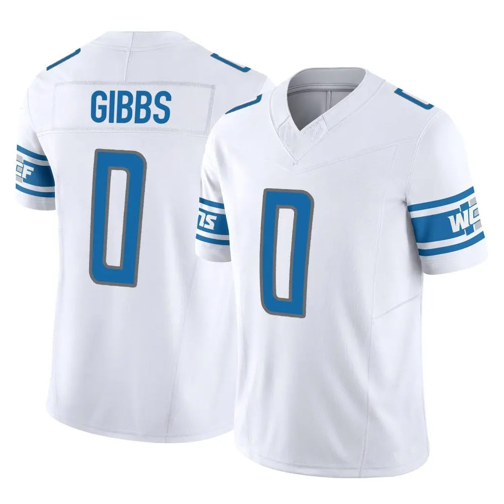 tocy D.Lions #0 Jahmyr Gibbs Player White Vapor F.U.S.E. Limited Home Game Stitched Jerseys