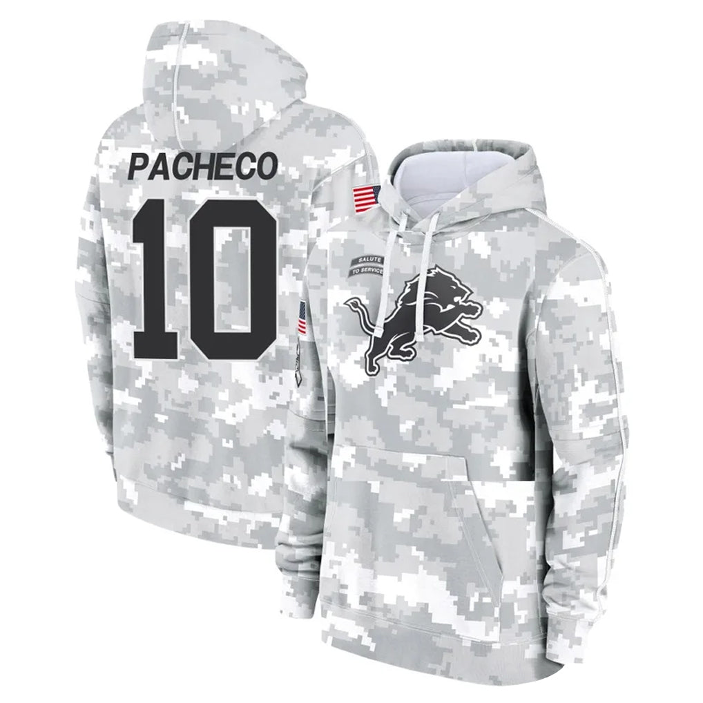 tocy D.Lions #10 Isiah Pacheco Player Arctic Camo Salute to Service Hoodies Limited Game Stitched Jerseys