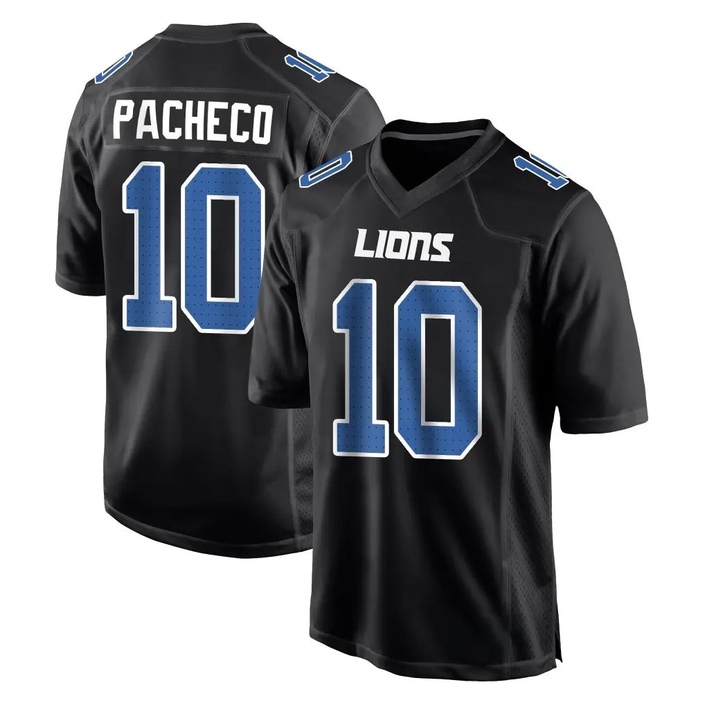 tocy D.Lions #10 Isiah Pacheco Player Black Fashion Home Game Stitched Jerseys