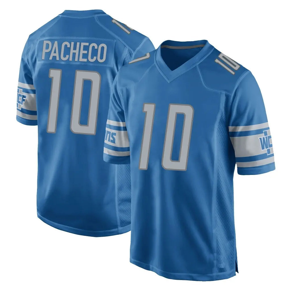 tocy D.Lions #10 Isiah Pacheco Player Blue Home Game Stitched Jerseys