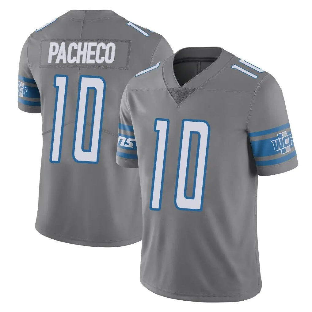 tocy D.Lions #10 Isiah Pacheco Player Gray Vapor Untouchable Limited Home Game Stitched Jerseys