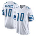 tocy D.Lions #10 Isiah Pacheco Player White Home Game Stitched Jerseys
