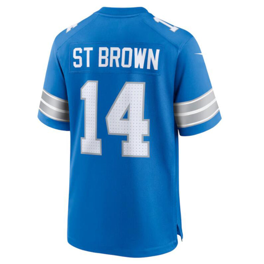 tocy D.Lions #14 Amon-Ra St. Brown Blue Game Jersey American Stitched Jersey