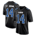 tocy D.Lions #14 Amon-Ra St. Brown Player Black Fashion Home Game Stitched Jerseys