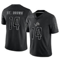 tocy D.Lions #14 Amon-Ra St. Brown Player Black REFLECTIVE Limited Stitched Jerseys