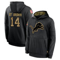 tocy D.Lions #14 Amon-Ra St. Brown Player Black Salute to Service Hoodies Limited Game Stitched Jerseys
