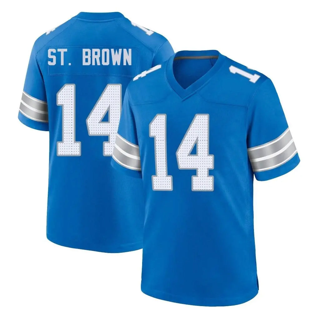 tocy D.Lions #14 Amon-Ra St. Brown Player Blue Alternate Home Game Stitched Jerseys