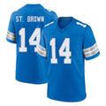tocy D.Lions #14 Amon-Ra St. Brown Player Blue Alternate Home Game Stitched Jerseys