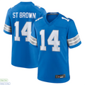 tocy D.Lions #14 Amon-Ra St. Brown Player Blue Game Stitched Jerseys