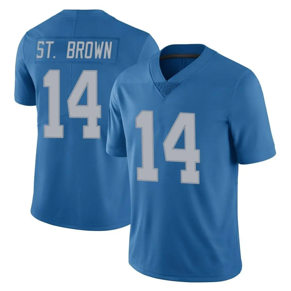 tocy D.Lions #14 Amon-Ra St. Brown Player Blue Limited Throwback Vapor Untouchable Stitched Jerseys
