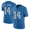 tocy D.Lions #14 Amon-Ra St. Brown Player Blue Limited Throwback Vapor Untouchable Stitched Jerseys