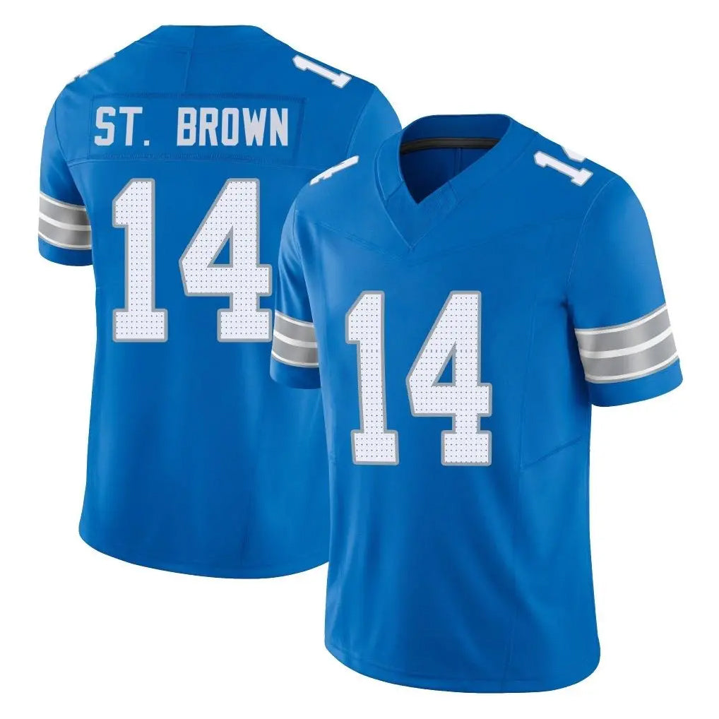 tocy D.Lions #14 Amon-Ra St. Brown Player Blue Limited Vapor F.U.S.E. Alternate Home Game Stitched Jerseys