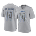 tocy D.Lions #14 Amon-Ra St. Brown Player Gray Atmosphere Fashion Home Game Stitched Jerseys