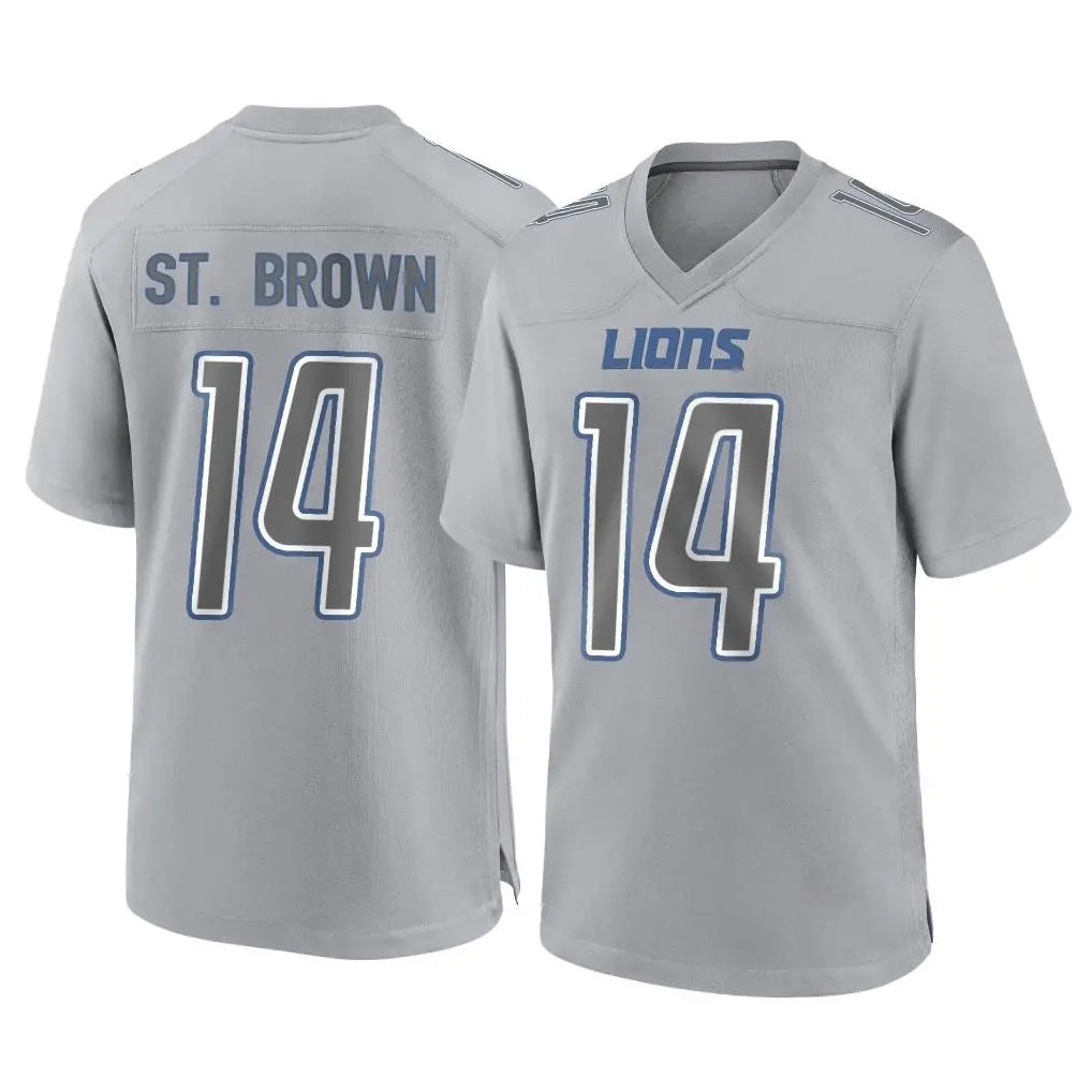 tocy D.Lions #14 Amon-Ra St. Brown Player Gray Atmosphere Fashion Home Game Stitched Jerseys