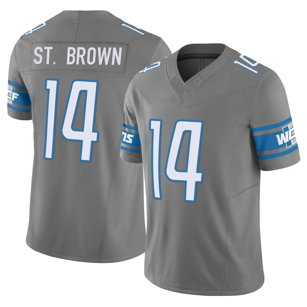 tocy D.Lions #14 Amon-Ra St. Brown Player Gray Vapor F.U.S.E. Limited Home Game Stitched Jerseys