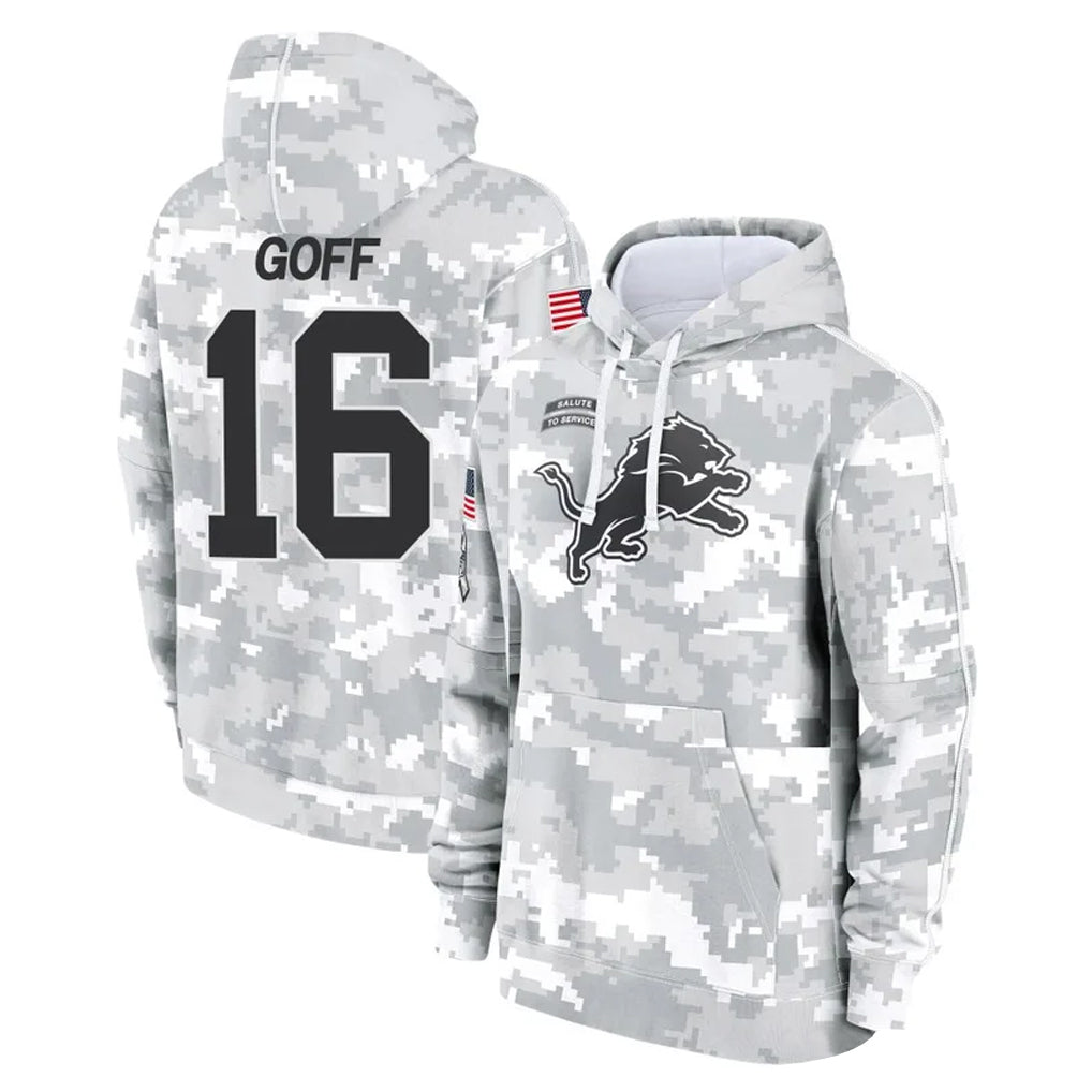 tocy D.Lions #16 Jared Goff Player Arctic Camo Salute to Service Hoodies Limited Game Stitched Jerseys