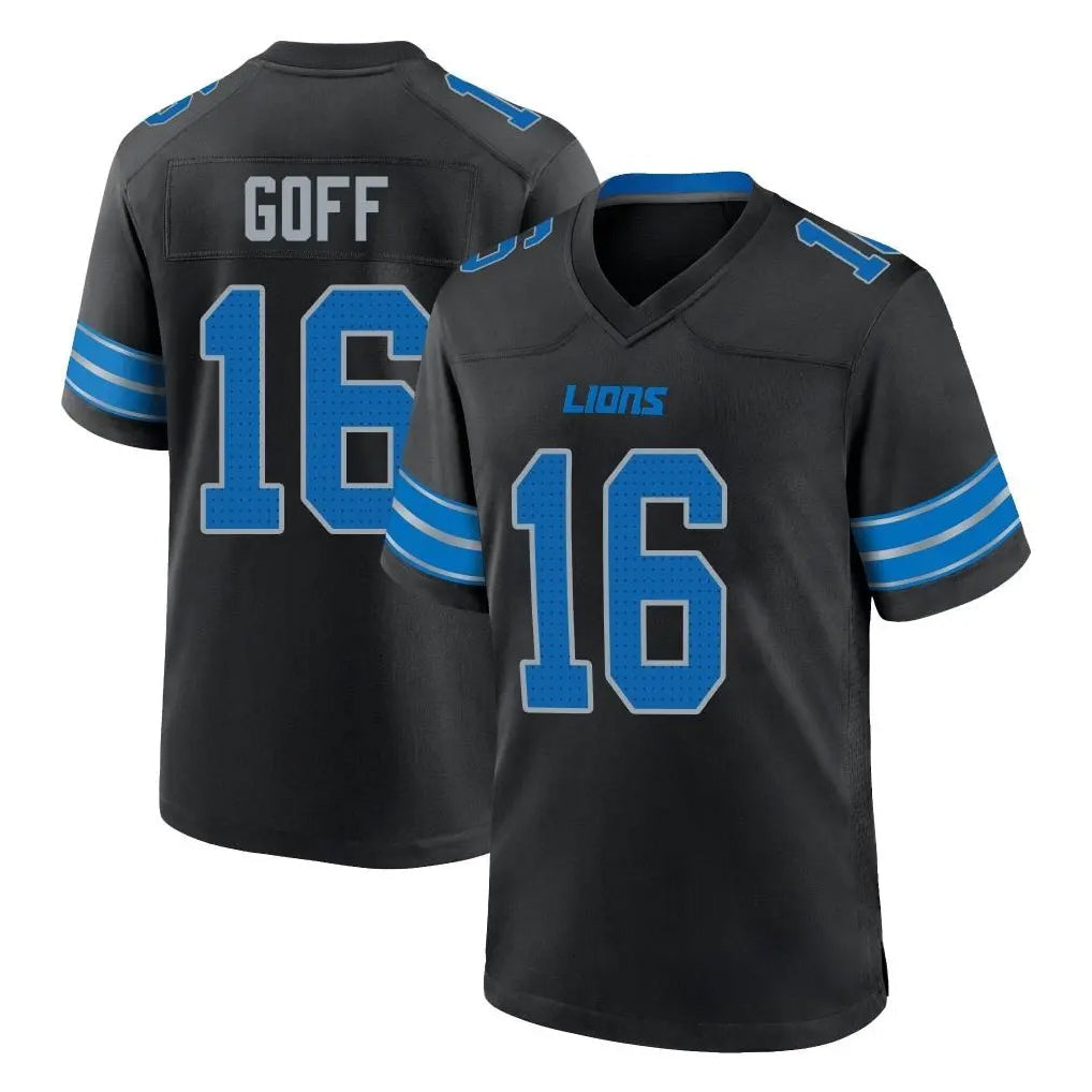 tocy D.Lions #16 Jared Goff Player Black Alternate Home Game Stitched Jerseys