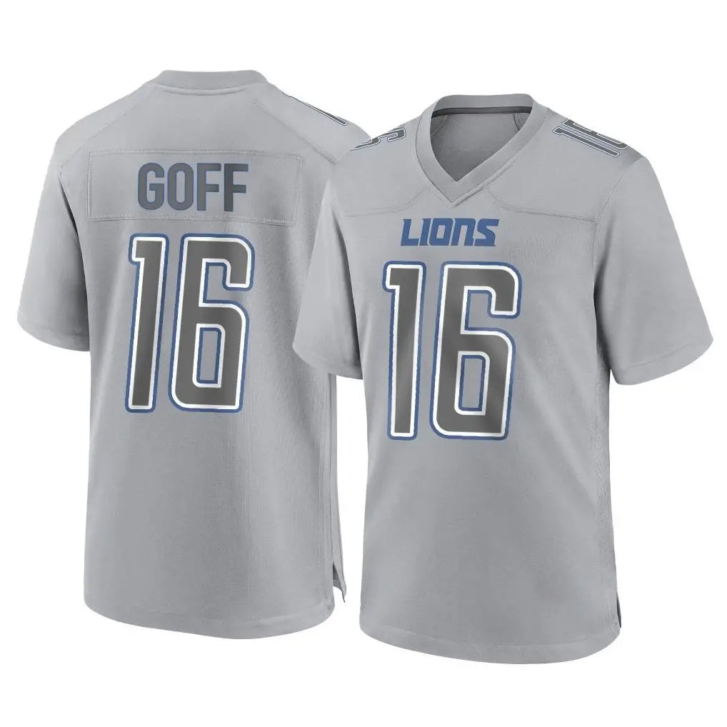 tocy D.Lions #16 Jared Goff Player Gray Atmosphere Fashion Home Game Stitched Jerseys
