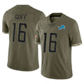tocy D.Lions #16 Jared Goff Player Olive Salute To Service Limited Stitched Jerseys
