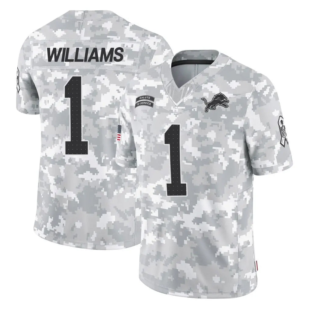 tocy D.Lions #1 Jameson Williams Player Arctic Camo Salute To Service Limited Stitched Jerseys