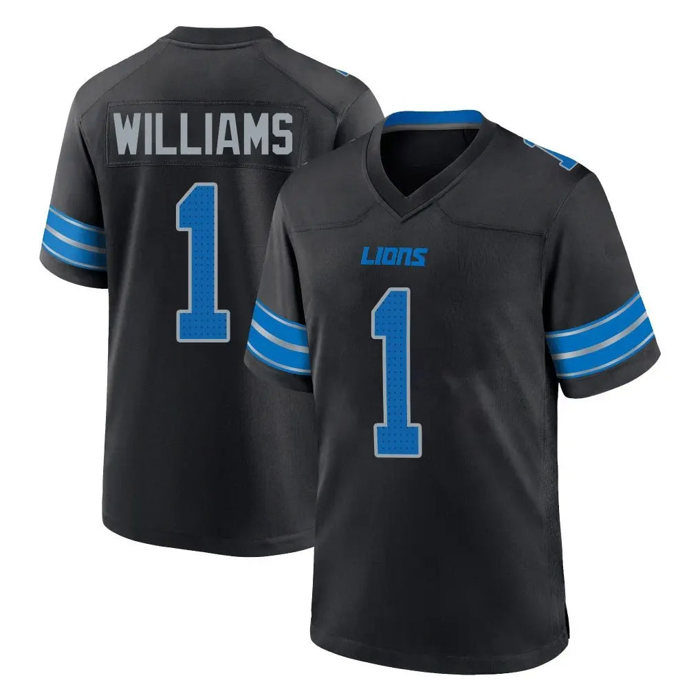 tocy D.Lions #1 Jameson Williams Player Black Alternate Home Game Stitched Jerseys